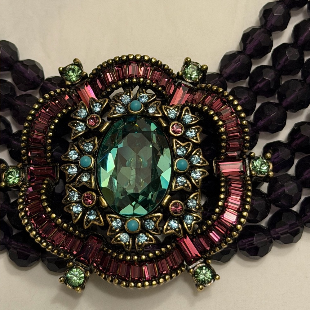 Heidi Daus Stunning Deep Purple Strands Statement Necklace Bold & Beautiful 🪄NWT